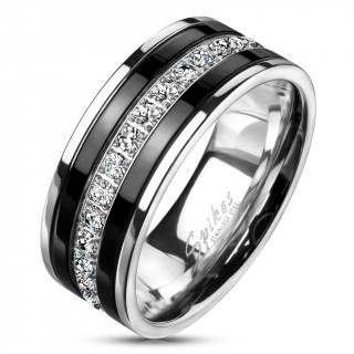 Bague homme acier Black Lines & Stones