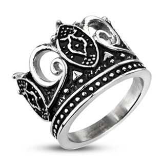 Bague homme acier couronne mystique