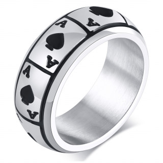 Bague homme en acier  cartes As de pique