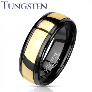 Bague homme en tungstene Gold N'Black