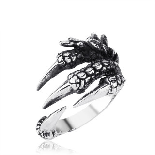 Bague homme gothique en acier style patte de dragon