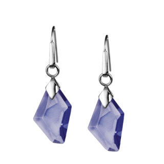 Boucles d'oreilles acier  losange de verre bleu