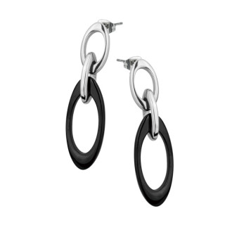 Boucles d'oreilles acier anneaux ovales croiss