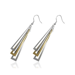 Boucles d'oreilles acier pendantes  longs rectangles ajours