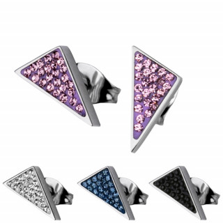 Boucles d'oreilles acier triangle pav de pierres