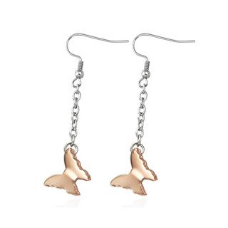 Boucles d'oreilles pendantes  papillon cuivr