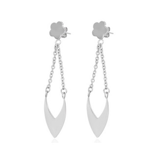 Boucles d'oreilles pendantes fleur et pointe enchaine