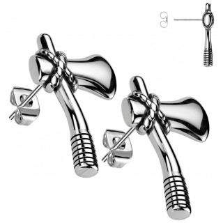 Boucles d'oreille homme Hache Viking en acier (Paire)