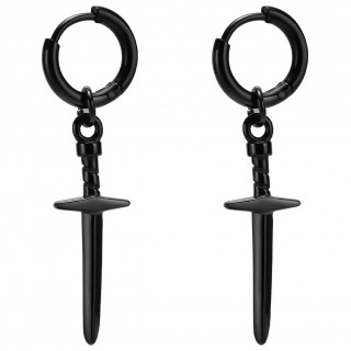 Boucles d'oreilles noires  pe suspendue en acier type crole