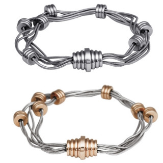 Bracelet acier style tectrique  fils et bobines