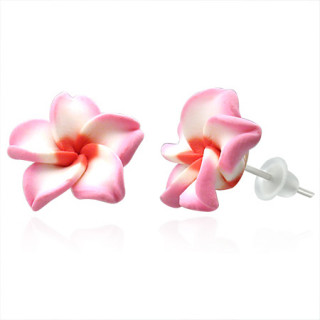 Clous d'oreilles  fleur exotique en fimo REF-8791