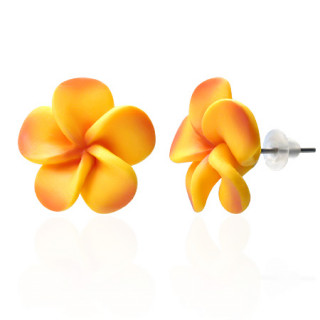 Clous d'oreilles  fleur fimo aux ptales ronds REF-8769