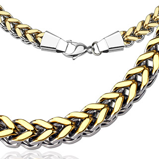 Collier homme acier  mailles Duo en "V"