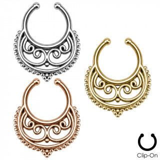 Faux piercing septum  croissant perl avec spirales