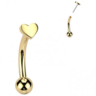 Piercing courb Titane dor  petit coeur push-in (arcade, rook...)