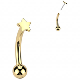 Piercing courb Titane dor  petite toile push-in (arcade, rook...)