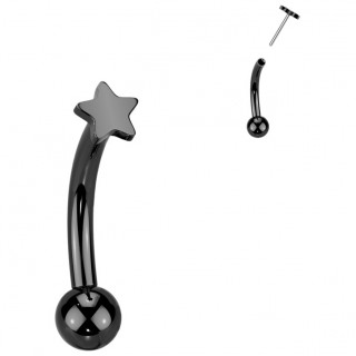 Piercing courb Titane noir  petite toile push-in (arcade, rook...)