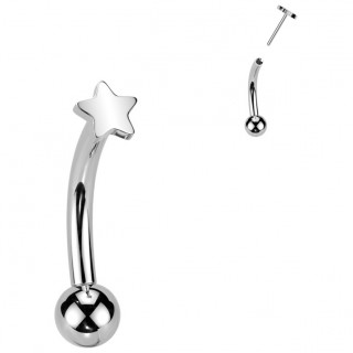 Piercing courb Titane  petite toile push-in (arcade, rook...)