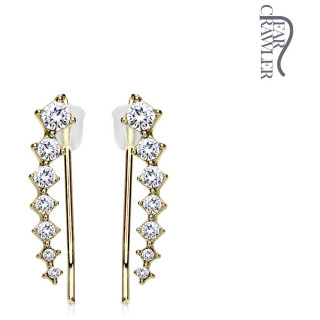 Epingles d'oreilles dores  7 strass asymtriques (Paire)