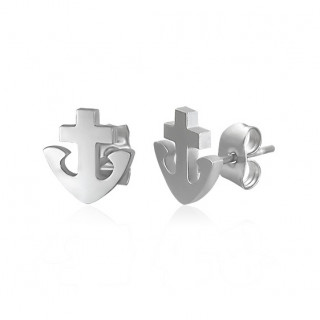 Boucles d'oreilles acier ancre de marine