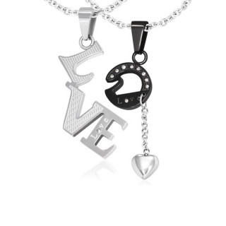 Paire de pendentifs lettres "love" dcompes et coeur