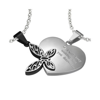 Paire de pendentifs papillon et coeur dclaration