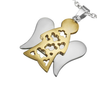 Pendentif acier ange ajour de nuages