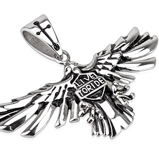 Pendentif acier biker aigle Live To Ride