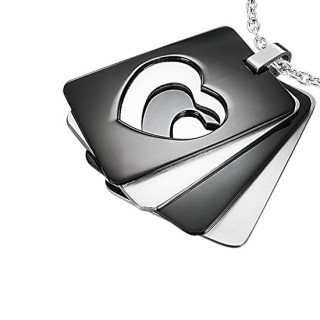 Pendentif acier cartes de coeur