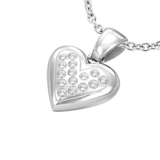 Pendentif acier coeur 3D pav de pierres