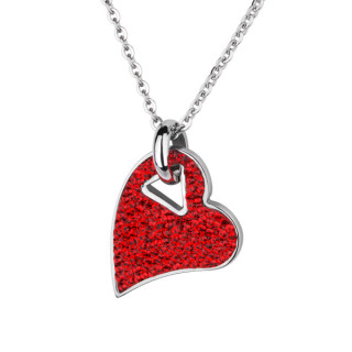 Pendentif acier coeur pav de pierres