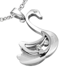 Pendentif acier cygne stylis serti