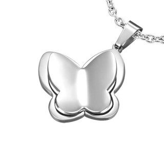 Pendentif acier petit papillon argent