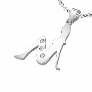 Pendentif acier silhouette de femme