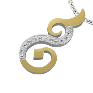 Pendentif acier spirale bicolore sertie