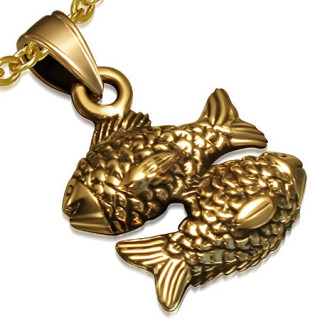 Pendentif astrologique signe Poisson en bronze