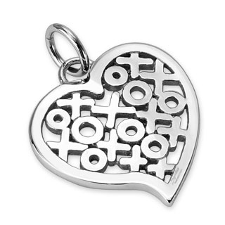 Pendentif femme acier  coeur emplis de croix et de ronds