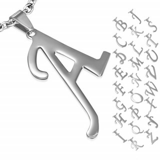 Pendentif femme acier initiale majuscule A  Z