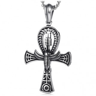 Pendentif homme acier croix gyptienne  faucon