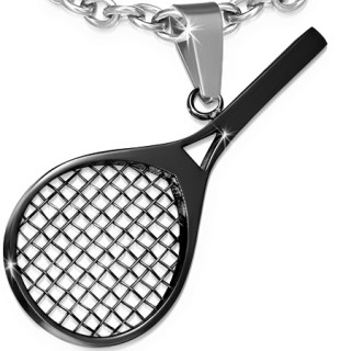 Pendentif homme acier raquette de tennis