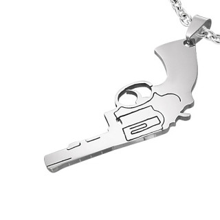 Pendentif homme acier revolver