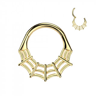 Piercing anneau clicker dor Toile d'araigne en Titane (septum, daith, lobe...)