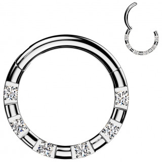 Piercing anneau clicker en acier avec incrustations de strass