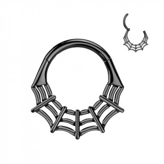 Piercing anneau clicker noir Toile d'araigne en Titane (septum, daith, lobe...)