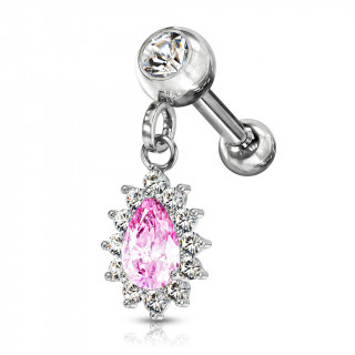 Piercing cartilage oreille  pendentif soleil - Clair et rose