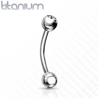 Piercing courb Titane  boules strass (arcade, rook, helix...)