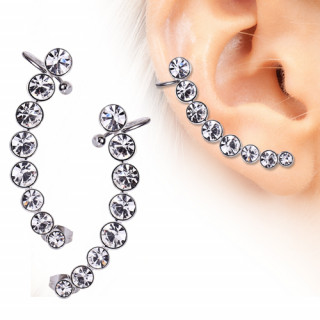 Piercing duo cartilage et lobe  enfilade de strass