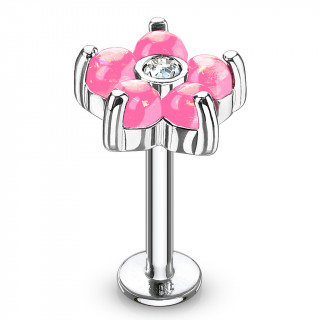 Piercing fleur  6 ptales d'opale rose  (lvre, cartilage...)