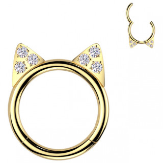 Piercing hlix anneau  oreilles de chat sertis en Titane dor