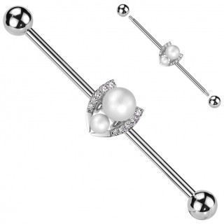 Piercing industriel  fer  cheval de perles et zirconiums